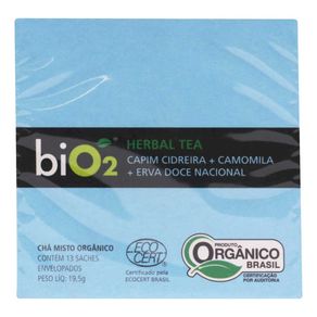 Chá Bio2 Herbal Tea Orgânico Capim Cidreira, Camomila e Erva Doce 19,5g Com 13 Sachês