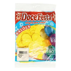 Balão Doce Festa Liso Amarelo N°6,5 Com 50 Unidades Balão Doce Festa Liso Amarelo N°6,5 Com 50 Unidades