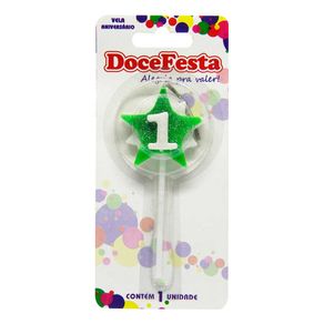 Vela de Aniversário Doce Festa Estrela Cores Sortidas N°1