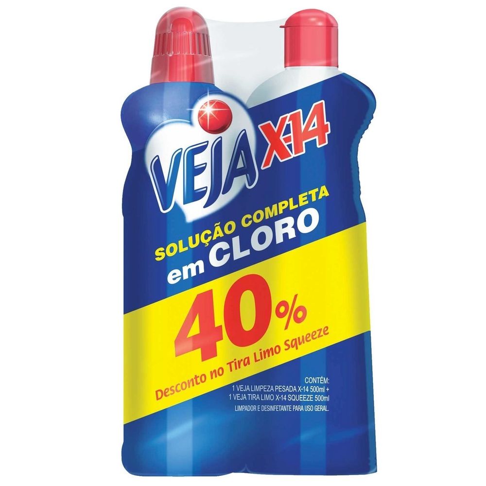 Veja Tira Limo Cloro Ativo Limpador Limpeza Pesada Veja Cloro Ativo + X-14 Tira Limo 500ml - comper