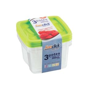Conjunto de Pote Santana Sanclick Quadrado Graduado 280ml Com 3 Unidades Conjunto de Pote Santana Sanclick Quadrado Graduado 280ml Com 3 Unidades