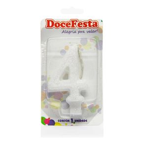 Vela de Aniversário Doce Festa Especial Branca N°4 Vela de Aniversário Doce Festa Especial Branca N°4