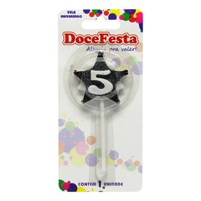 Vela de Aniversário Doce Festa Estrela Cores Sortidas N°5