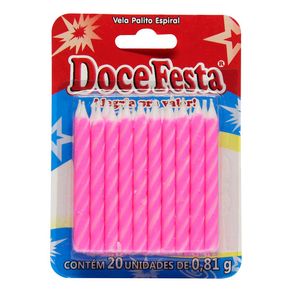 Vela de Aniversário Doce Festa Palito Rosa Com 20 Unidades Vela de Aniversário Doce Festa Palito Rosa Com 20 Unidades