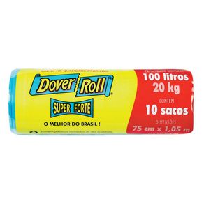 Saco para Lixo Dover Roll Super Forte Azul 100 Litros Com 10 Unidades