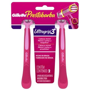 Aparelho Depilatório Gillette Prestobarba Ultragrip 3 Cabo Móvel Com 2 Unidades