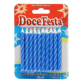 Vela de Aniversário Doce Festa Palito Azul Com 20 Unidades Vela de Aniversário Doce Festa Palito Azul Com 20 Unidades