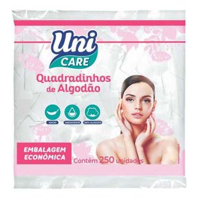 Algodão Uni Care Quadradinho Com 250 Unidades