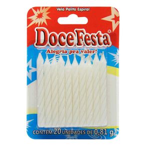 Vela de Aniversário Doce Festa Palito Branca Com 20 Unidades Vela de Aniversário Doce Festa Palito Branca Com 20 Unidades