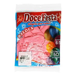 Balão Doce Festa Liso Rosa N°6,5 Com 50 Unidades Balão Doce Festa Liso Rosa N°6,5 Com 50 Unidades