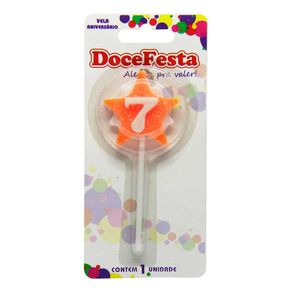 Vela de Aniversário Doce Festa Estrela Cores Sortidas N°7