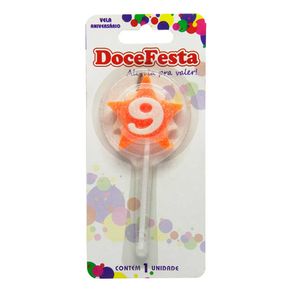 Vela de Aniversário Doce Festa Estrela Cores Sortidas N°9