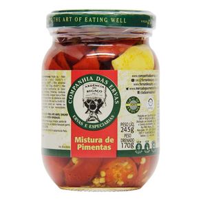 Mistura de Pimentas em Conserva Companhia das Ervas Vidro Peso Líquido 245g Peso Drenado 170g Mistura de Pimentas em Conserva Companhia das Ervas Vidro Peso Líquido 245g Peso Drenado 170g