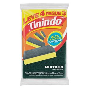 Esponja 3M Tinindo Multiuso Leve 4 Pague 3 Unidades