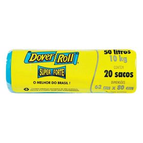 Saco para Lixo Dover Roll Super Forte Azul 50 Litros Com 20 Unidades