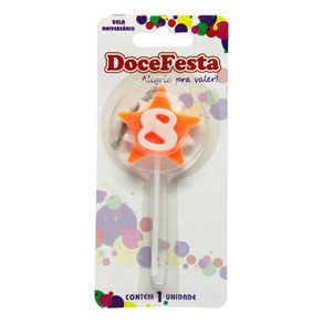 Vela de Aniversário Doce Festa Estrela Cores Sortidas N°8