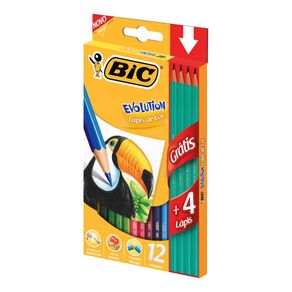 Lápis de Cor Bic Evolution Com 12 Unidades Grátis 4 Lápis Evolution