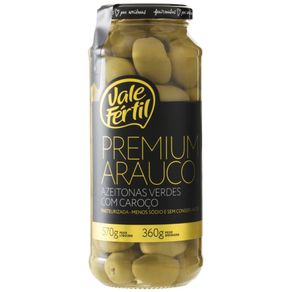 Azeitona Verde Vale Fértil Premium Arauco com Caroço Vidro 360g Azeitona Verde Vale Fértil Premium Arauco com Caroço Vidro 360g