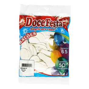 Balão Doce Festa Liso Branco N°6,5 Com 50 Unidades Balão Doce Festa Liso Branco N°6,5 Com 50 Unidades