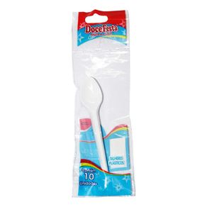 Colher Descartável Doce Festa Média Branco Com 10 Unidades Colher Descartável Doce Festa Média Branco Com 10 Unidades