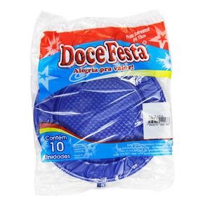Prato Descartável Doce Festa Azul 15cm Com 10 Unidades Prato Descartável Doce Festa Azul 15cm Com 10 Unidades