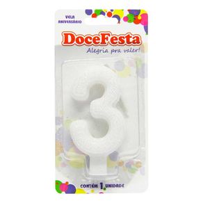Vela de Aniversário Doce Festa Especial Branca N°3 Vela de Aniversário Doce Festa Especial Branca N°3