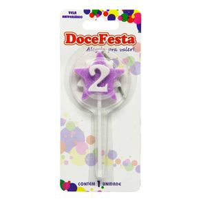 Vela de Aniversário Doce Festa Estrela Cores Sortidas N°2