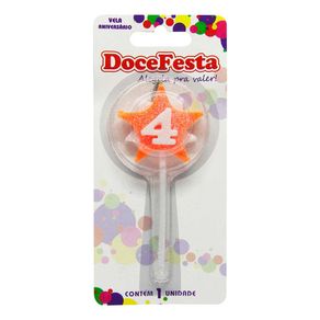 Vela de Aniversário Doce Festa Estrela Cores Sortidas N°4