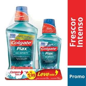 Enxaguante Bucal Colgate Plax Ice Infinity 500ml Grátis Enxaguante Bucal Ice Infinity 250ml