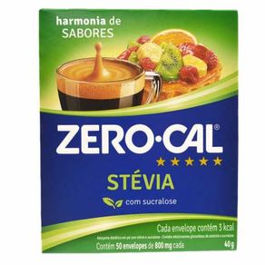 Adoçante em Pó Zero Cal Stévia 40g Com 50 Unidades