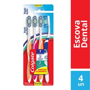 Escova Dental Colgate Tripla Ação Com 4 Unidades Escova Dental Colgate Tripla Ação Com 4 Unidades