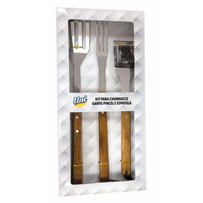 Kit para Churrasco Unilar Garfo Pincel e Espátula