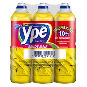 Lava Louças Ypê Neutro 500ml Com 6 Unidades Lava Louças Ypê Neutro 500ml Com 6 Unidades