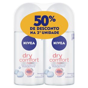 Desodorante Roll On Feminino Nivea Dry Comfort 50ml Com 2 Unidades