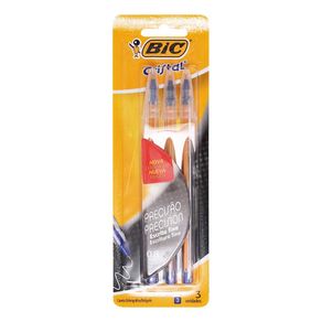 Caneta Bic Cristal Precisão Fina Azul Com 3 Unidades