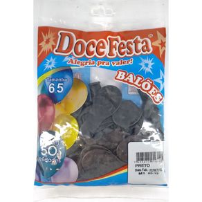 Balão Doce Festa Liso Preto N°6,5 Com 50 Unidades Balão Doce Festa Liso Preto N°6,5 Com 50 Unidades