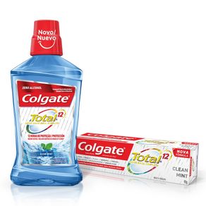 Enxaguante Bucal Colgate Total 12 Clean Mint 500ml Grátis Creme Dental 90g