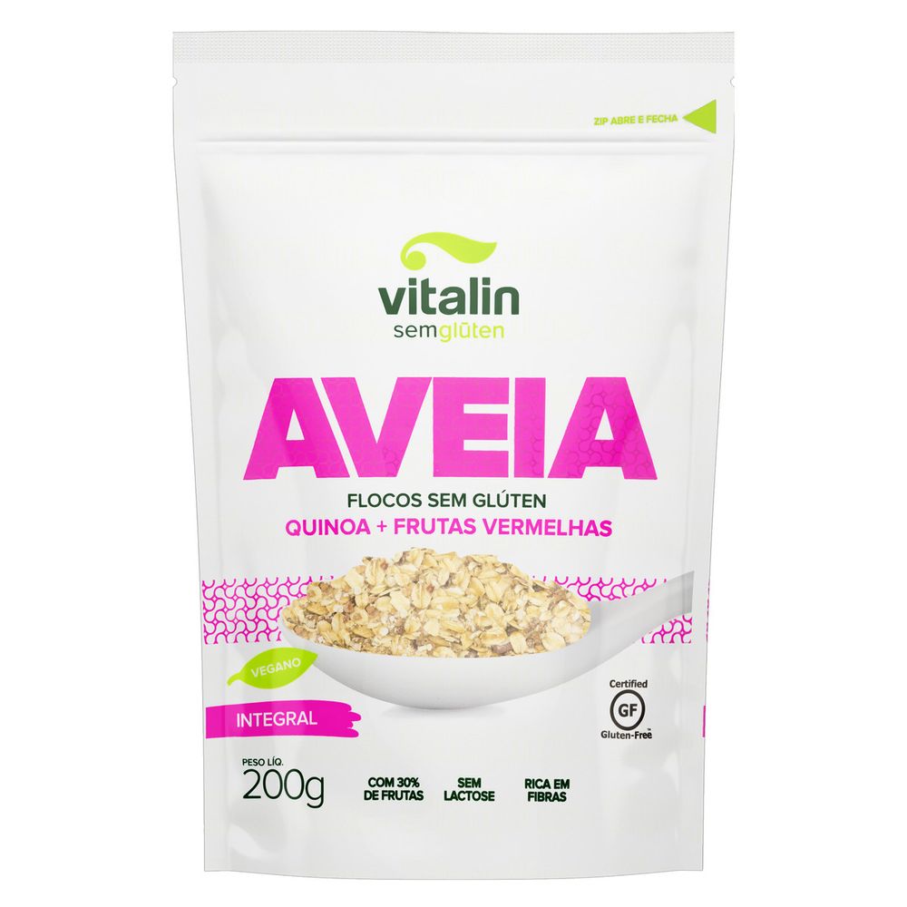 Aveia Em Flocos Quinoa e Frutas Vermelhas Vitalin Pouch 200g comper