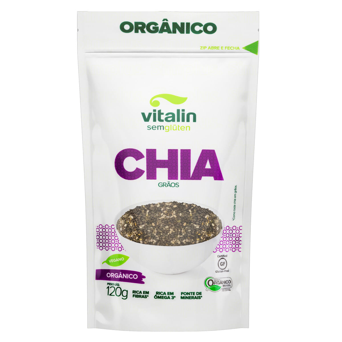 Chia Vitalin Orgânica em Grãos 120g