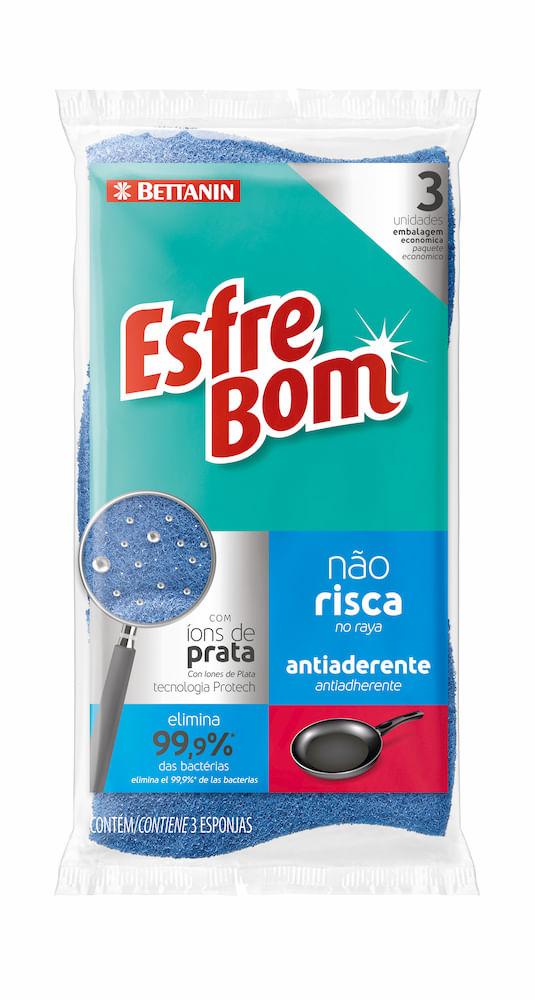 Esponja Bettanin EsfreBom Não Risca com 3 Unidades