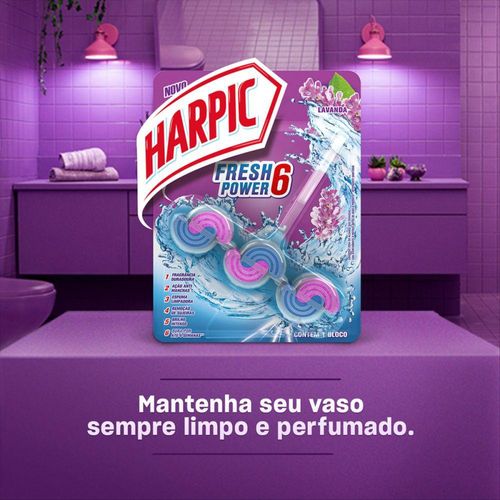 Desodorizador Sanitário Harpic Fresh Power 6 Lavanda 50g - comper
