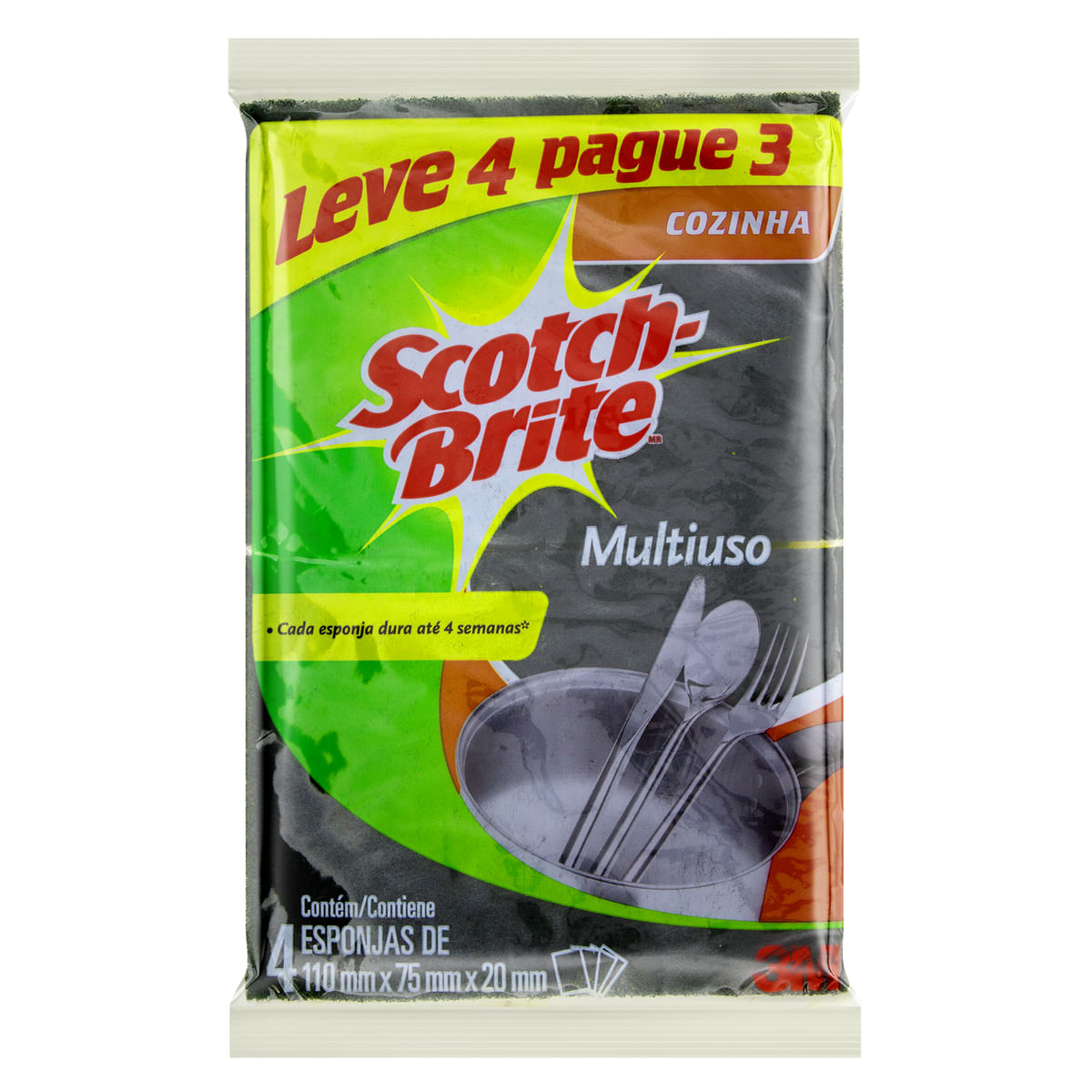 Esponja 3M Scotch Brite Multiuso Leve 4 Pague 3 Unidades
