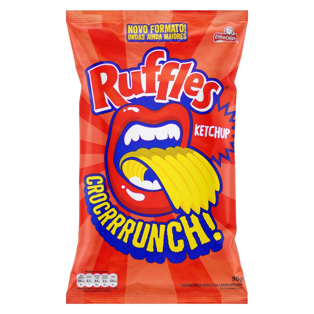 Batata Frita Ondulada Ketchup Elma Chips Ruffles Pacote 90g comper