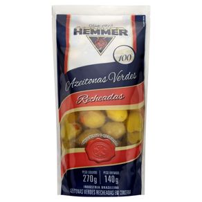 Azeitona-Verde-Em-Conserva-Com-Recheio-de-Pimentao-Hemmer-Sache-Peso-Liquido-270g-Peso-Drenado-140g Azeitona-Verde-Em-Conserva-Com-Recheio-de-Pimentao-Hemmer-Sache-Peso-Liquido-270g-Peso-Drenado-140g