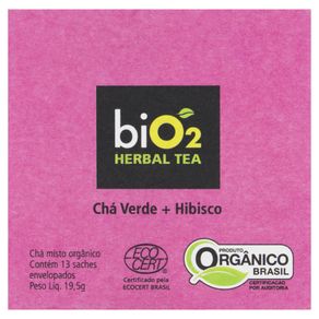 Cha-Herbal-Misto-Cha-Verde-e-Hibisco-Organico-Bio2-Caixa-195g-13-Unidades-de-15g-Cada Cha-Herbal-Misto-Cha-Verde-e-Hibisco-Organico-Bio2-Caixa-195g-13-Unidades-de-15g-Cada