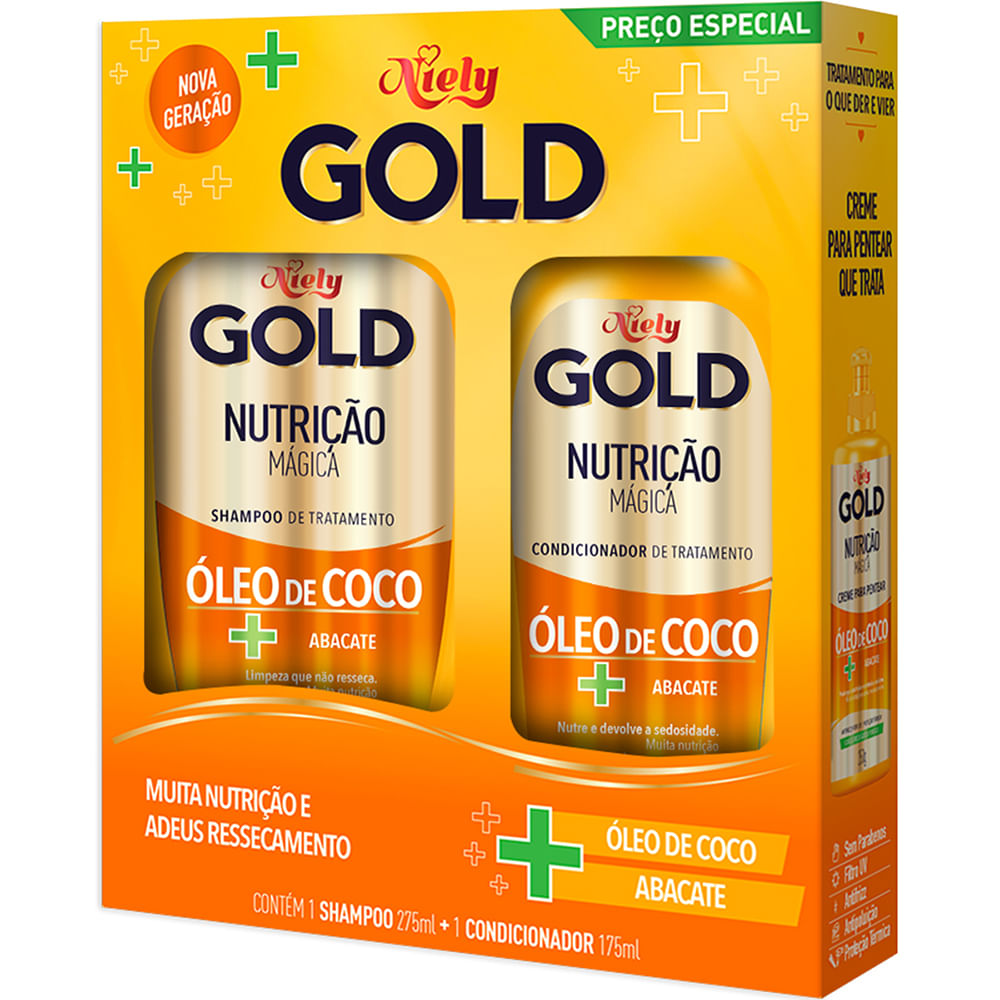 Kit Niely Gold Nutrição Mágica Shampoo 300ml + Condicionador 200ml