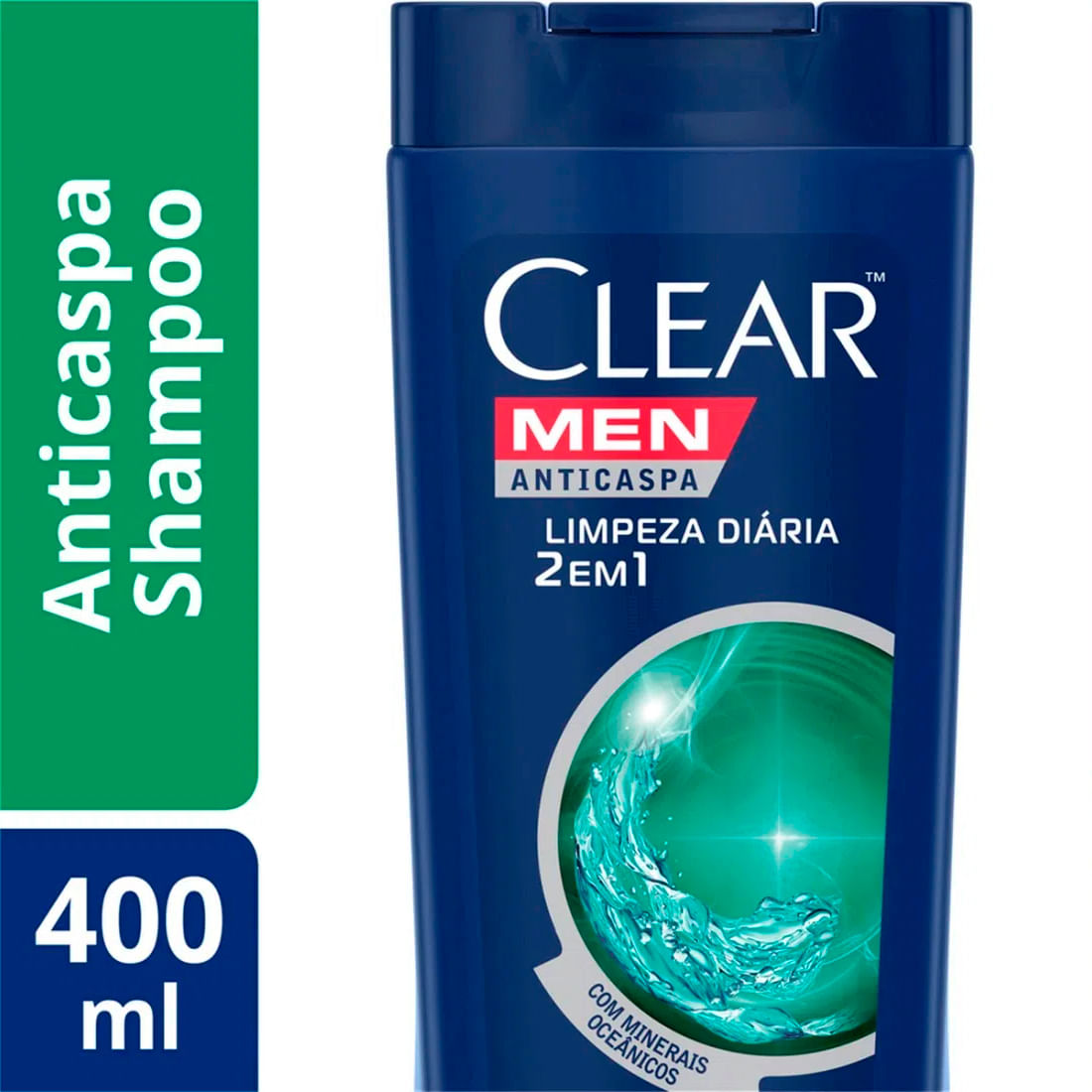 Shampoo Anticaspa Clear Men 2 em1 Limpeza Diária 400ml