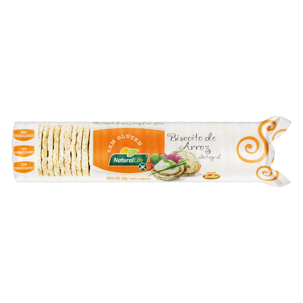 Biscoito De Arroz Natural Life Biscoito de Arroz Natural Life Integral Sem Glúten 80g - comper