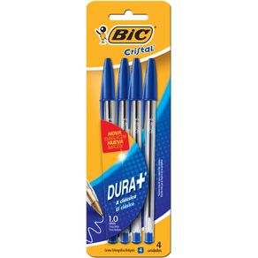 Caneta-Esferografica-Bic-Cristal-Azul-Com-4-Unidades Caneta-Esferografica-Bic-Cristal-Azul-Com-4-Unidades