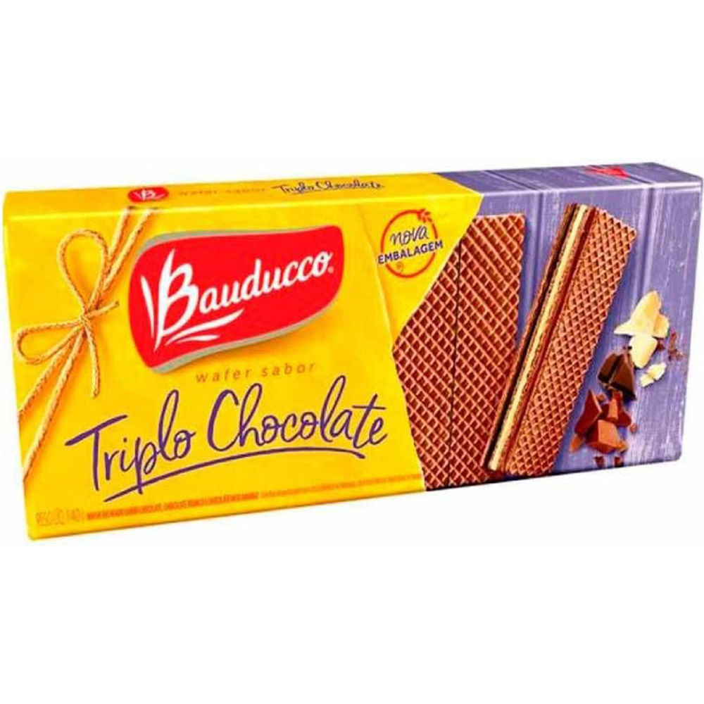 Biscoito Wafer Bauducco Triplo Chocolate 140g